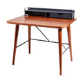 **Mesa de Escritorio Retro em Madeira com Porta-Trecos**